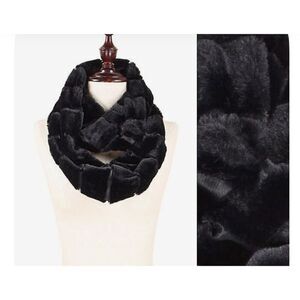 NWT  black faux mink fur retro glam infinity scarf